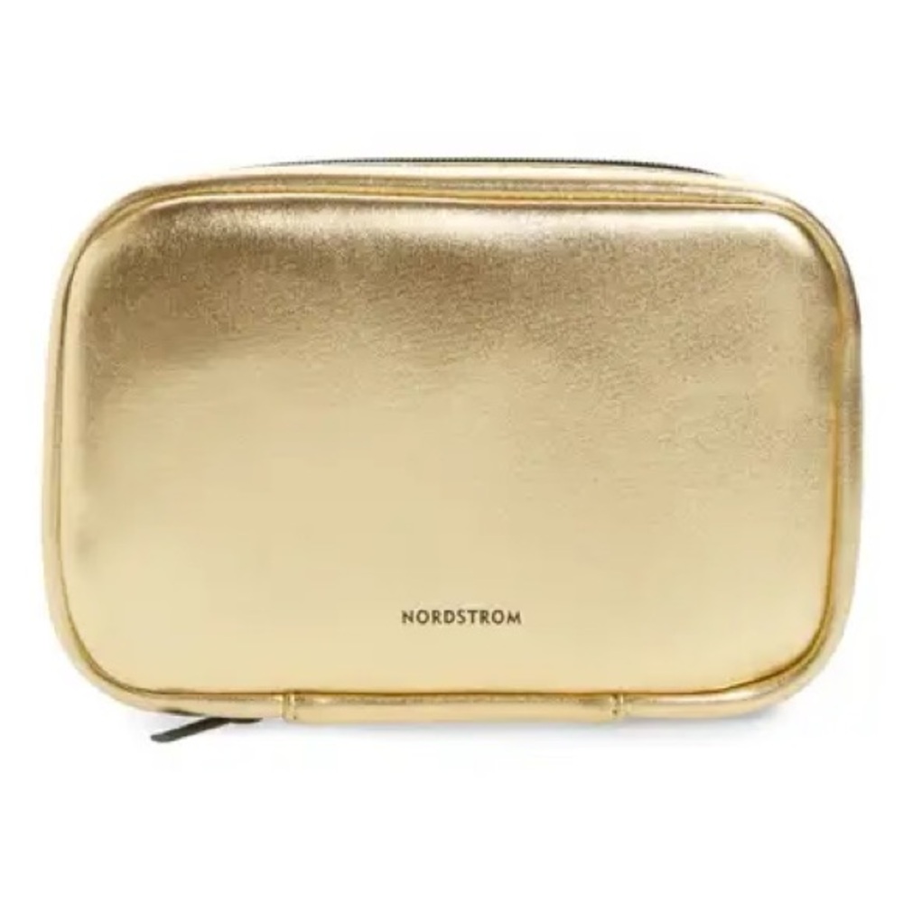 NORDSTROM Metallic Gold Tech Travel Organizer Storage Case Padded NWT